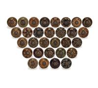 FURNISHFUL FINESSE Boutons de meuble en céramique pour meubles, tiroirs, commodes, décoration, armoire, poignée de traction - Marron foncé, Paquet de 30