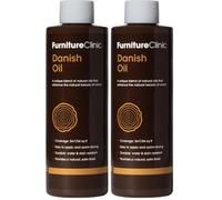 Furniture Clinic Huile Danoise Supérieure Protège Tous Types de Bois Nu en Finition Satinée - Traitement Entretien Int/Ext Agréée Alimentaire - Rétablit la Beauté, Imperméabilise, 500 ml (Lot de 2)