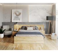 FurnitureByJDM Lit 120x200 avec Rangement, Sommier à Lattes 400 kg (Craft)