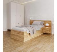 FurnitureByJDM Lit 90x200 avec Rangement, Sommier à Lattes 400 kg (Craft)