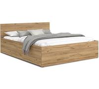 FurnitureByJDM Lit Coffre 180x200 avec Sommier | Double - Moderne Lit Avec Rangement - Ouverture à Ressorts - Chambre Complete - (Chêne Craft)
