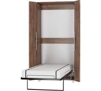 FurnitureByJDM Lit Escamotable 1 Personne - Lit Double Armoire Pliable - 90x200 cm - Pliant,Rabattable,Mural - Murphy Bed Vertical- Teddy (Craft Tobaco)