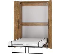 FurnitureByJDM Lit Escamotable 2 Personne | Lit Double Armoire Pliable - 120x200 cm - Pliant,Rabattable,Mural - Murphy Bed Vertical- TEDDY (Chêne Bordeaux)