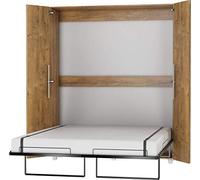 FurnitureByJDM Lit Escamotable 2 Personne | Lit Double Armoire Pliable - 160x200 cm - Pliant,Rabattable,Mural - Murphy Bed Vertical- TEDDY (Chêne Bordeaux)