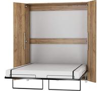 FurnitureByJDM Lit Escamotable 2 Personne | Lit Double Armoire Pliable - 160x200 cm - Pliant,Rabattable,Mural - Murphy Bed Vertical- TEDDY (Craft Or)