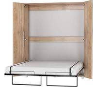 FurnitureByJDM Lit Escamotable 2 Personne | Lit Double Armoire Pliable - 160x200 cm - Pliant,Rabattable,Mural - Murphy Bed Vertical- TEDDY (Chêne Sonoma)