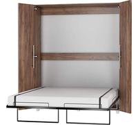 FurnitureByJDM Lit Escamotable 2 Personne - Lit Double Armoire Pliable - 160x200 cm - Pliant,Rabattable,Mural - Murphy Bed Vertical- Teddy (Craft Tobaco)