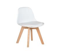 FurnitureR 1PC Children's Office Chair, for Kids, Soft Upholstered Seat with PP Backrest, White PU Cushion, Solid Beech Wooden Legs, H 55cm, for Children's Bedrooms, Indoor Or Outdoor