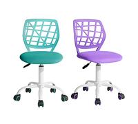 FurnitureR 2pcs Home Office Chair, Ergonomic Adjustable Height Swivel Rolling, Chaise de Bureau D'ordinateur pour la Maison Le Bureau et L'étude, Turquoise