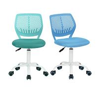 FurnitureR 2pcs Home Office Chair, Ergonomic Adjustable Height Swivel Rolling, Chaise de Bureau D'ordinateur pour la Maison Le Bureau et L'étude, Turquoise