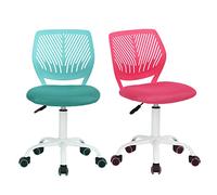 FurnitureR 2pcs Home Office Chair, Ergonomic Adjustable Height Swivel Rolling, Chaise de Bureau D'ordinateur pour la Maison Le Bureau et L'étude, Pink