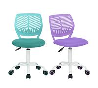 FurnitureR 2pcs Home Office Chair, Ergonomic Adjustable Height Swivel Rolling, Chaise D'ordinateur pour la Maison Le Bureau et L'étude, Metal, Purple Turquoise, 38,5CM x40CM x75-87CM