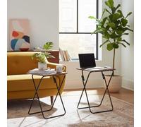 FurnitureR 2PCS Table Pliante Polyvalente, Sofa Laptop Desk, Design Industriel, MDF et Cadre en Métal, pour Les Espaces de Vie Compacts, Portable et Facile à Ranger, Intérieur et Extérieur