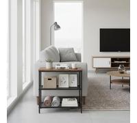 FurnitureR 3-Tier Storage Organizer, Small Console Table, Entrance Rack, Side Table with 2 Layers of Mesh, Metal Frame, Upright Shelf for The Home, Sofa End, Kitchen, Dining, Living, Hallway
