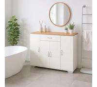 FurnitureR Armoire Haute et midi Blanche, Style Moderne, matériau MDF, Solution de Rangement compacte pour la Salle de Bain, 110 x 70 x 30 cm