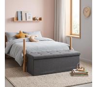FurnitureR Banc pour Chambres d'enfants, Tissu Ottoman en Bout de Lit, Espace de Rangement pour Les Jouets d'enfant, Coffre de Rangement Intérieur avec Compartiment Amovible, Gris, 110 x 38 x 38cm
