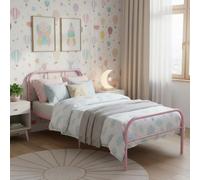 FurnitureR Cadre de Lit en Métal Rose, Structure de Literie Simple avec Sommier à Lattes, pour Chambre Adulte, Design Moderne avec Tête et Pied de Lit Décoratif, Dortoir, Studio, Hôtel, 90x190 cm