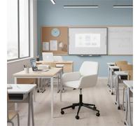 FurnitureR Chaise Salle de ux Professeurs et au Staff, Assise Moelleuse Beige, roulettes Noires Stable, Hauteur Réglable, 360° Pivotante, Adaptée Ecole ou Bibliothèque