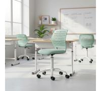 FurnitureR Chaise Scolaire pour Enfant, Siège Pivotant Coloré pour Enfants, Ergonomique Réglable, Dossier Respirant à Motif à Pois, Pivotant à 360°, Base Métal Blanche à 5 Griffes, Morandi Vert