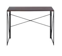 FurnitureR Computer Workstations, Small Space Foldable Desk, MDF & Metal Frame, Portable Laptop Desk for Home Office, Writing Table for Living Room, Bedroom, Dormitory, 100x50x75.5cm, Walnut