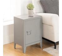 FurnitureR Console d'Entrée Métal Gris Industrielle, Meuble de Rangement avec Porte et Étagère, Petit Cabinet de Salon Moderne à 2 Niveaux, Design Moderne, 30 x 40 x 57cm