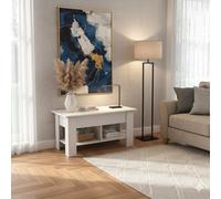 FurnitureR Console Table Basse Relevable, Rangement Caché, Multifonction, Parfaite comme Table D'appoint ou de Salon Moderne, Blanc, 96 x 50 x 47cm