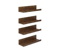 FurnitureR Étagères Murales Flottantes Lot de 4, Étagère Murale Bois Rustique 40 cm avec Rebord Avant, Étagère Photo Murale pour Salon Chambre Cuisine