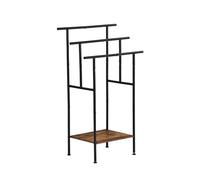 FurnitureR Éténoir à Vêtements à 3 Niveaux, Portant Séchoir Multifonction, Design Industriel, Structure Métallique, Tablette Bois Pratique, Buanderie Familiale, Séchage, Rangement Linge, 60x34x100cm