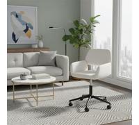 FurnitureR Fauteuil Design Scandinave, Assise Moelleuse Beige, roulettes Noires Robustes, Hauteur Réglable, 360° Pivotante, Utilisation Polyvalente, pour Salon Chic, Chambre ou Bureau