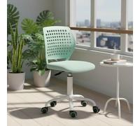 FurnitureR Fauteuil Relax Enfant Pivotant, Siège de Loisirs Coloré pour Enfants, Ergonomique Réglable, Dossier Respirant à Motif à Pois, Pivotant à 360°, Base Métal Blanche à 5 Griffes, Morandi Vert