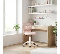 FurnitureR Fauteuil Relax Enfant Pivotant, Siège de Loisirs Coloré pour Enfants, Ergonomique Réglable, Dossier Respirant à Motif à Pois, Pivotant à 360°, Base Métal Blanche à 5 Griffes, Morandi Rose