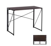 FurnitureR Folding Computer Table, Small Space Foldable Desk, MDF & Metal Frame, Portable Desk for Home Office, Writing Workstation for Living Room, Bedroom, Dormitory, 100x50x75.5cm, Walnut