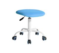 FurnitureR Sitness Bobby Tabouret pour Enfant avec Anneau de Pied en Aluminium laqué Blanc, Tissu, Aquarius Bleu