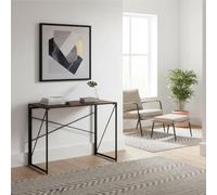 FurnitureR Table D'entrée Pliante, Table D'appoint Rectangulaire, Cadre en MDF et Métal, Pas de Montage Nécessaire, Idéale pour Plantes Entrée, Couloir, Salon ou Balcon, 100 x 50 x 75 cm, Walnut