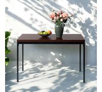 FurnitureR Tables de Bistrot pour Jardin en Brune, Style Épuré et Élégant pour 4 à 6 Personnes, Plateau en Bois Epais avec Structure Métallique, pour Café, Balcon, Patio 120x70x75cm