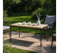 FurnitureR Tables de Bistrot pour Jardin en Grise, Style Épuré et Élégant pour 4 à 6 Personnes, Plateau en Bois Epais avec Structure Métallique, pour Café, Balcon, Patio 150x75x75cm