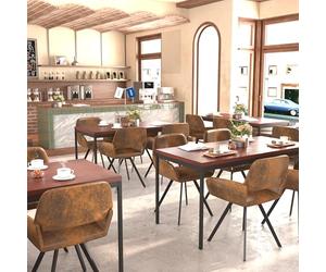 FurnitureR Tables de Cafétéria en Brune, Table de Cantine Scolaire pour 4 à 6 Personnes, Plateau en Bois Epais avec Structure Métallique, pour Les Repas et Les Réunions, 150x75x75cm