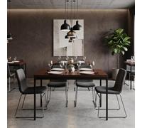 FurnitureR Tables de Restaurant en Brune, Style Élégant pour 4 à 6 Personnes, Plateau en Bois Epais avec Structure Métallique, pour Cafés, Pâtisseries, Salles de Réception,120x70x75cm