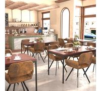 FurnitureR Tables de Restaurant en Brune, Style Élégant pour 4 à 6 Personnes, Plateau en Bois Epais avec Structure Métallique, pour Cafés, Pâtisseries, Salles de Réception,150x75x75cm