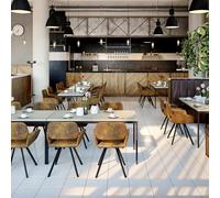 FurnitureR Tables de Restaurant en Grise, Style Élégant pour 4 à 6 Personnes, Plateau en Bois Epais avec Structure Métallique, pour Cafés, Pâtisseries, Salles de Réception,150x75x75cm