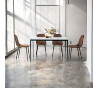 FurnitureR Tables de Restaurant en Imitation Marbre Blanc, Style Élégant pour 4 à 6 Personnes, Plateau en Bois Epais avec Structure Métallique, pour Cafés, Pâtisseries, Salles de Réception,120x70x75cm