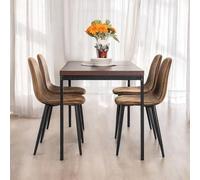 FurnitureR Tables de Salon en Brune, Style Épuré et Élégant pour 4 à 6 Personnes, Plateau en Bois Epais avec Structure Métallique, pour Salle à Manger, Salles de Réception,120x70x75cm
