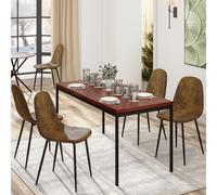 FurnitureR Tables de Salon en Brune, Style Épuré et Élégant pour 4 à 6 Personnes, Plateau en Bois Epais avec Structure Métallique, pour Salle à Manger, Salles de Réception,150x75x75cm