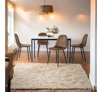 FurnitureR Tables de Salon en Imitation Marbre Blanc, Style Épuré et Élégant pour 4 à 6 Personnes, Plateau en Bois Epais avec Structure Métallique, pour Salle à Manger, Salles de Réception,120x70x75cm