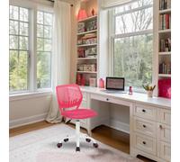 FurnitureR Teenage Office Chair, Height Adjustable Armless Task Seat, Colourful Study Seat for Home, Computer Chair, Ergonomic & Swivel Office, 40.5 x 44 x 87cm, Deep Pink