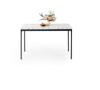 FurnitureR White Marble Rectangular Dining Table, L120CM for 4-6 People, Modern Minimalist Design, Thick Wood Top with Metal Frame, Elegant Centerpiece for Home or Office, Outdoor & Indoor 120x70x75cm