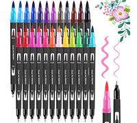 FURNIZONE 24 Couleurs Stylo Aquarelle Feutre Coloriage Double Brush Pen Marqueur pour Feutres Coloriage et Enfant, Bullet Journal, Dessin, Peinture, Mandala, Pointe Pinceau 0.4mm et 2mm