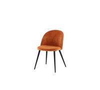 FURNLUX Chaise de salle à manger rembourrée en velours, pour salle à manger et salon, dossier rembourré, textile et acier, orange, 50 x 57 x 77 cm, profondeur d'assise 43 cm, 6 kg, forme arrondie
