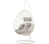 FURNLUX Fauteuil suspendu d'extérieur Viga Beige Et Blanc 95cm / Couleur principale : Blanc / Dimensions : 95 x 95 x 196 cm