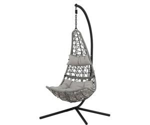 FURNLUX Outdoor Chaise suspendue Edinburgh Gris et Noir 132cm / Couleur principale : Gris / Dimensions : 132 x 130 x 205 cm